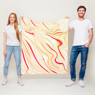 Wavy cloth with light beige tones, red pink curve fleece blanket