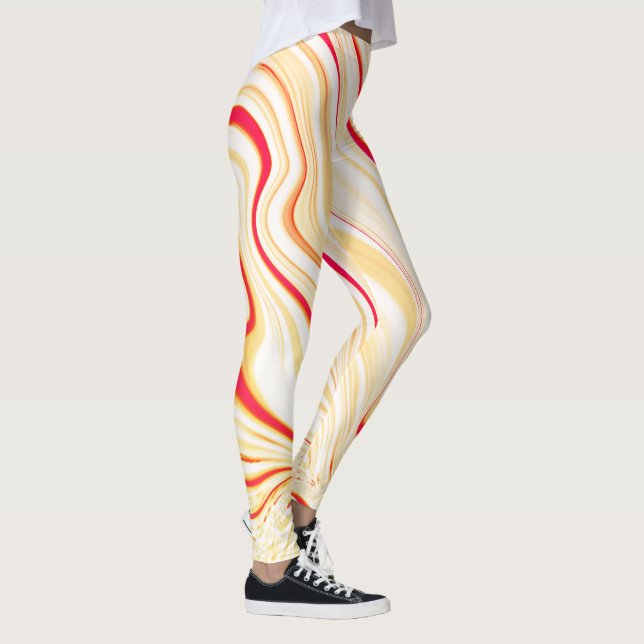Wavy cloth with light beige tones, red pink curve leggings (Right)