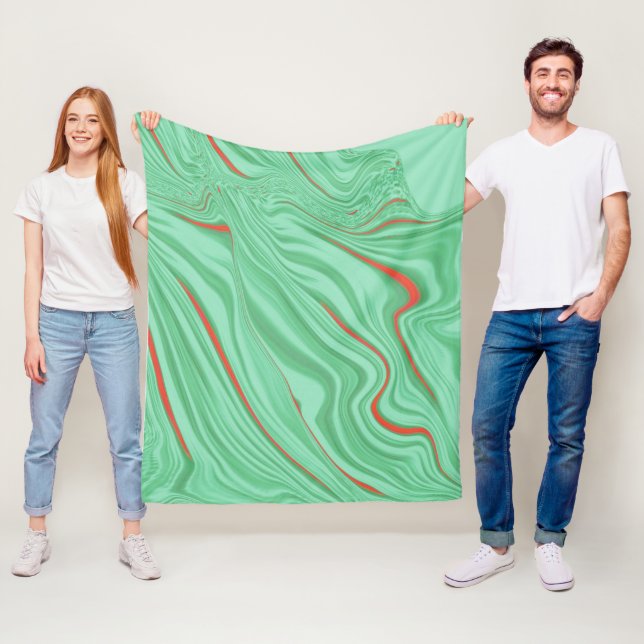 Wavy cloth with light green tones, coral ripple fleece blanket (In Situ)