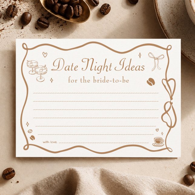 Wavy Coffee Bridal Shower Date Night Ideas Card (Creator Uploaded)