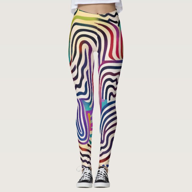 Wavy colour lines   leggings (Front)