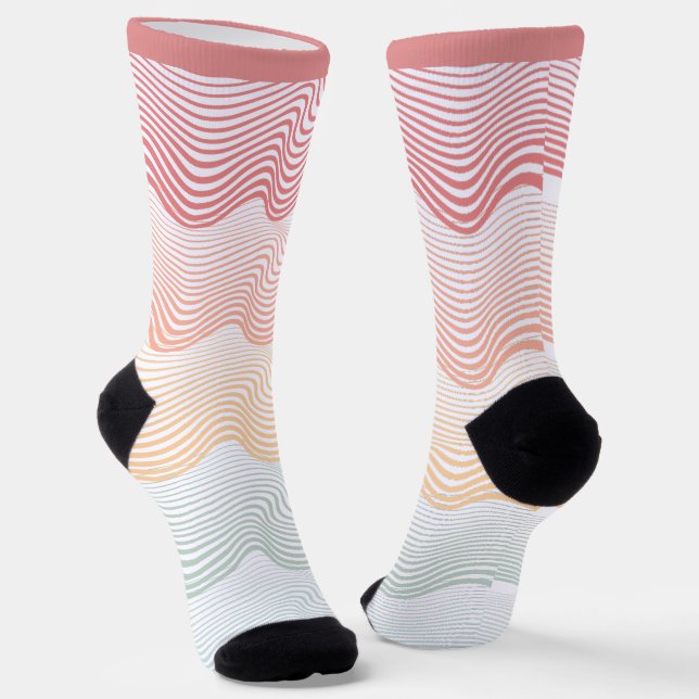 Wavy coloured stripes with your NAME | elegant Socks (Angled)