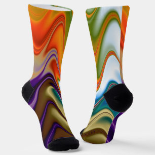 Wavy Colourful Abstract Socks