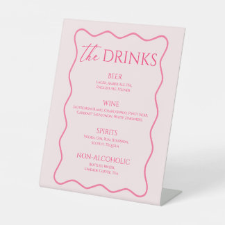 Wavy Colourful Pink Drink Menu Bar  Pedestal Sign