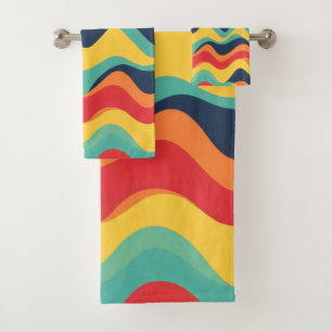 Wavy colours bath towel set
