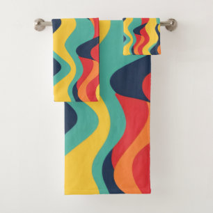 Wavy colours bath towel set