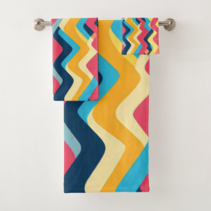 Wavy colours zigzag bath towel set