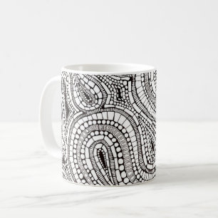 Wavy Curved Abstract Shapes Drawing Coffee Mug