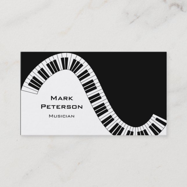 Wavy Curved Piano Keys Business Card (Front)
