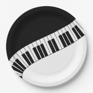 Wavy Curved Piano Keys Paper Plate