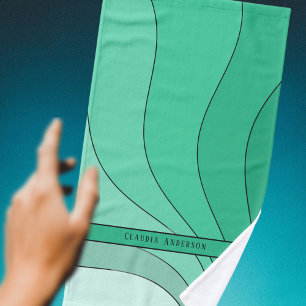 Wavy curves Green Hand Towel