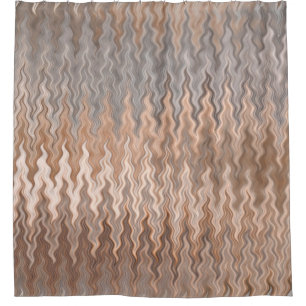 Wavy Curvy Brown Orange Silver Grey Grey Pattern Shower Curtain