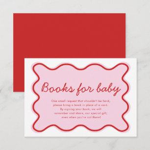 Wavy Curvy Pink and Red Baby Shower Books for Baby Invitation