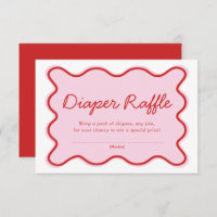 Wavy Curvy Pink and Red Baby Shower Diaper Raffle