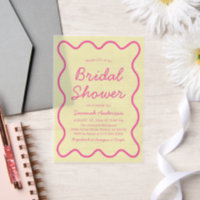 Wavy Curvy Retro Pink Yellow Bridal Shower