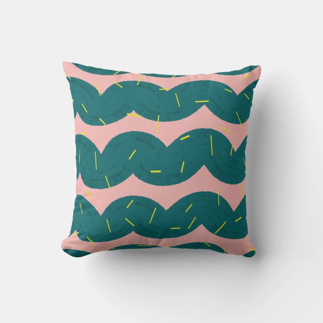 wavy cute cactus pattern background cushion (Front)