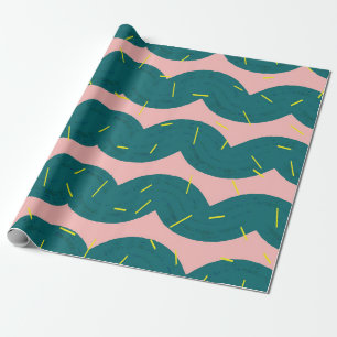 wavy cute cactus pattern background wrapping paper