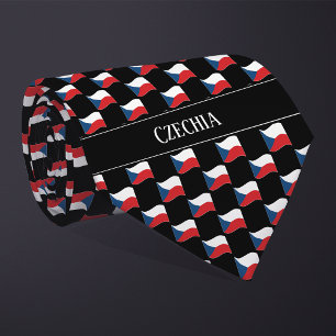 Wavy Czechia Flag Pattern Tie