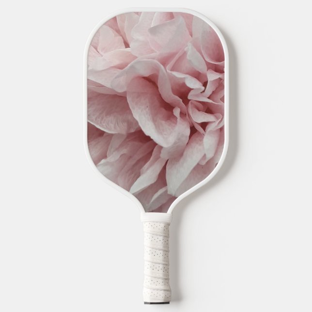 Wavy decorative romantic subtle pink fashion rose  pickleball paddle (Front)