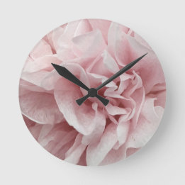 Wavy decorative romantic subtle pink fashion rose round clock