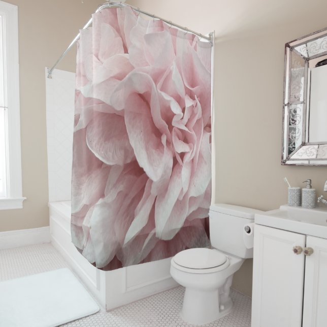 Wavy decorative romantic subtle pink fashion rose  shower curtain (In Situ)