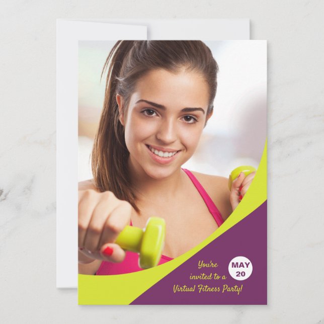 Wavy Design Photo Fitness Invitation (Front)
