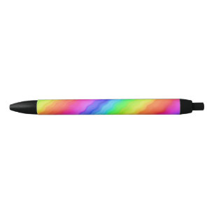 Wavy Diagonal Colorful Rainbow Design Black Ink Pen