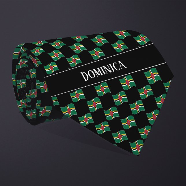 Wavy Dominica Flag Pattern  Tie (Creator Uploaded)