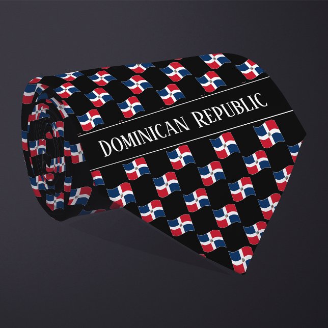 Wavy Dominican Republic Flag Pattern  Tie (Creator Uploaded)
