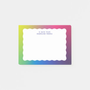 Wavy edge colourful trendy retro post-it notes
