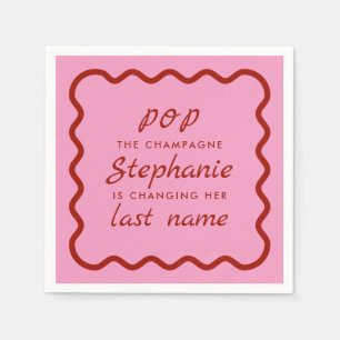 Wavy Edge Pink and Red Pop the Champagne Napkin