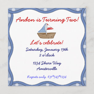 Wavy Edge Sailboat Invitation