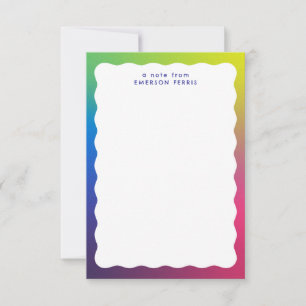 Wavy edge trendy colorful retro kid's name card