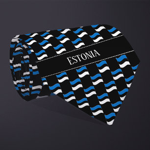 Wavy Estonia Flag Pattern  Tie