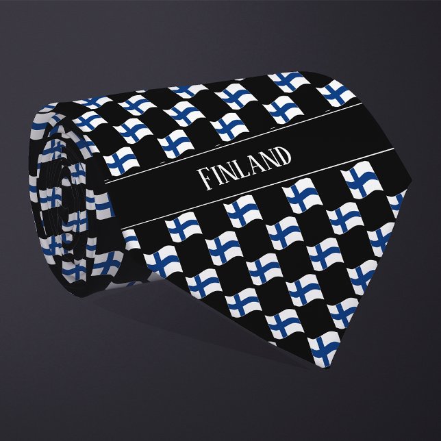 Wavy Finland Flag Pattern  Tie (Creator Uploaded)
