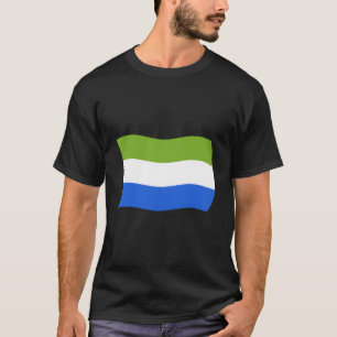 Wavy Flag Of Sierra Leone West Africa T-Shirt