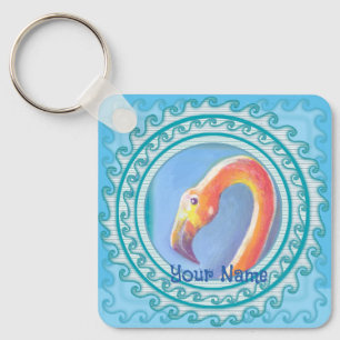 Wavy Flamingo Key Ring