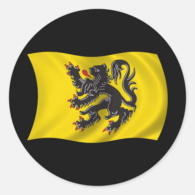 Wavy Flanders Flag Classic Round Sticker (Front)