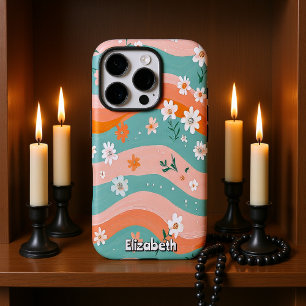Wavy Floral Stripes iPhone 16 Pro Case