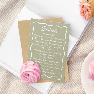 Wavy Frame Hand Drawn Script Olive Green Enclosure Card