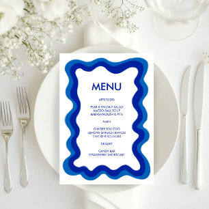 Wavy Frame Modern Chic Blue Custom Bar Bat Mitzvah Menu