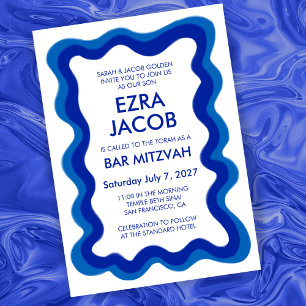 Wavy Frame Modern Chic Custom Bar Bat Mitzvah Invitation