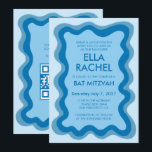 Wavy Frame Modern Custom QR CODE Bar Bat Mitzvah Invitation<br><div class="desc">Perfect card to announce a bat mitzvah, bar mitzvah or other Jewish celebration! Hand made wavy frame for you on the front side! FULLY CUSTOMIZABLE! Click on “Personalise” above to edit the text and add your link to the qr code. Click "edit using design tool" to adjust the fonts, colours...</div>