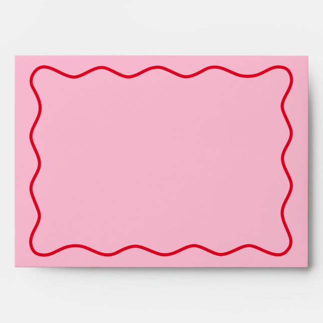 Wavy Frame Pink And Red Return Address Envelope  (Front)