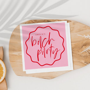 Wavy Frame Red And Pink Bachelorette Favour Napkin