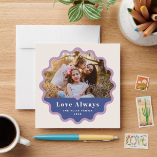 Wavy Frame Valentine's Day Photo Card - Blue