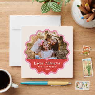 Wavy Frame Valentine's Day Photo Card - Red