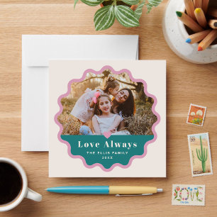 Wavy Frame Valentine's Day Photo Card - Teal