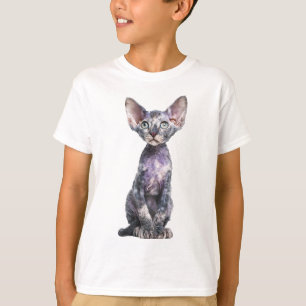 Wavy Fur Purple Cornish Rex Kitten Kids T-Shirt