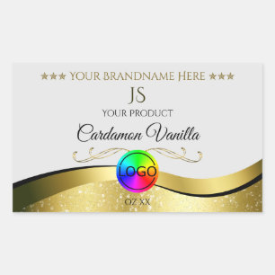 Wavy Gold Decor on Light Gray Logo Monogram Label